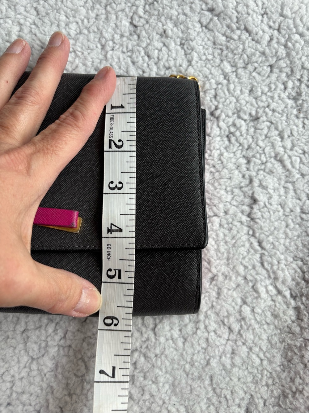 MCM Mina Crossbody/wallet on chain in black/dark gray Saffiano leather BowAccent - Picture 15 of 16